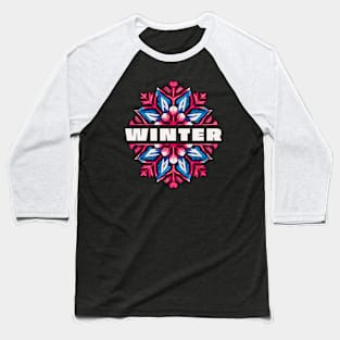 Winter || Colorful Abstract Snowflake Baseball T-Shirt